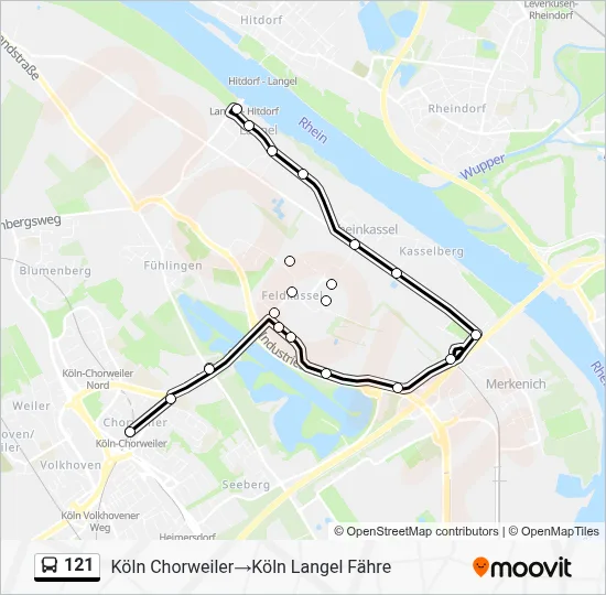 Buslinie 121 Karte
