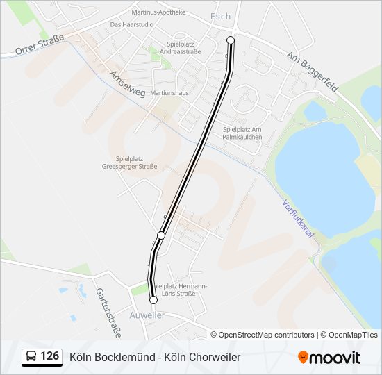 126 bus Line Map