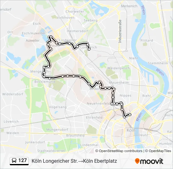 127 Bus Line Map