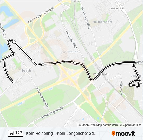 127 bus Line Map