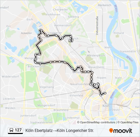 127 bus Line Map