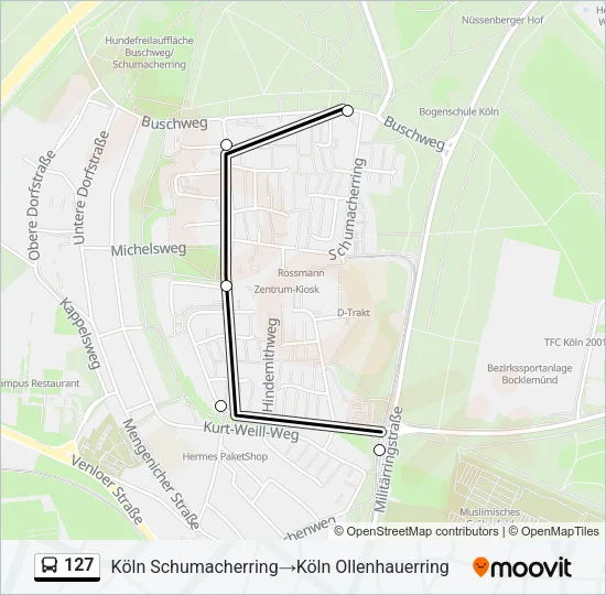 127 Bus Line Map