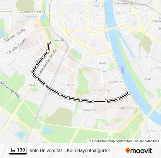 Buslinie 130 Karte