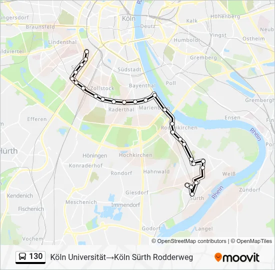130 Bus Line Map