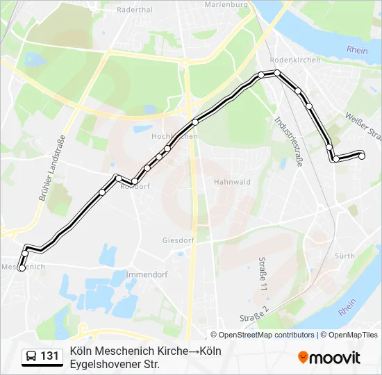 Buslinie 131 Karte