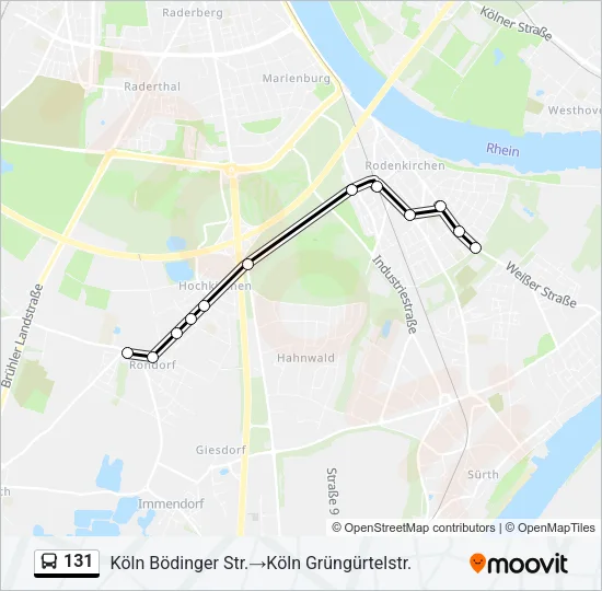 Buslinie 131 Karte