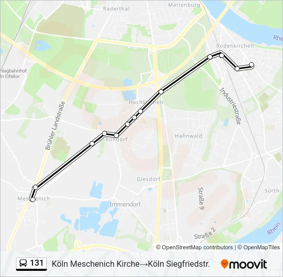 Buslinie 131 Karte