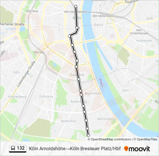 Buslinie 132 Karte