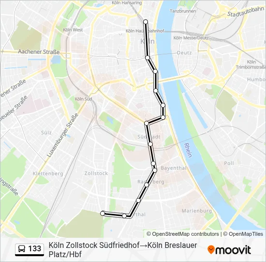 133 Bus Line Map