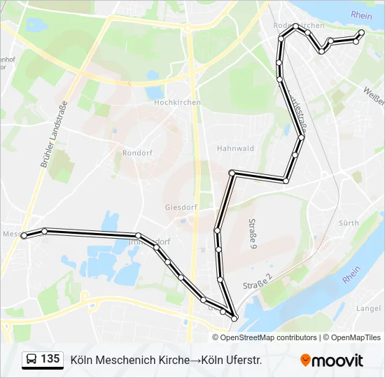135 Bus Line Map