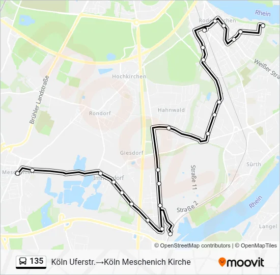 135 Bus Line Map