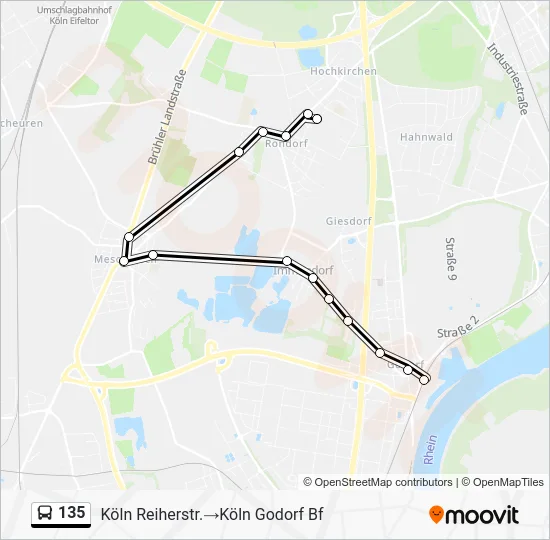 Автобус 135: карта маршрута