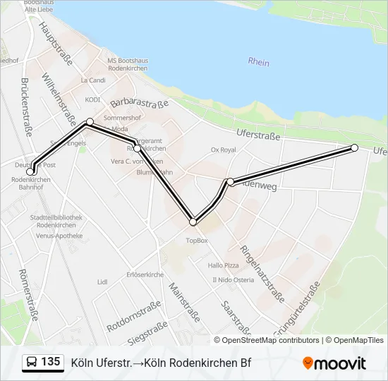 135 Bus Line Map