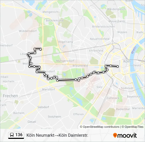 136 Bus Line Map