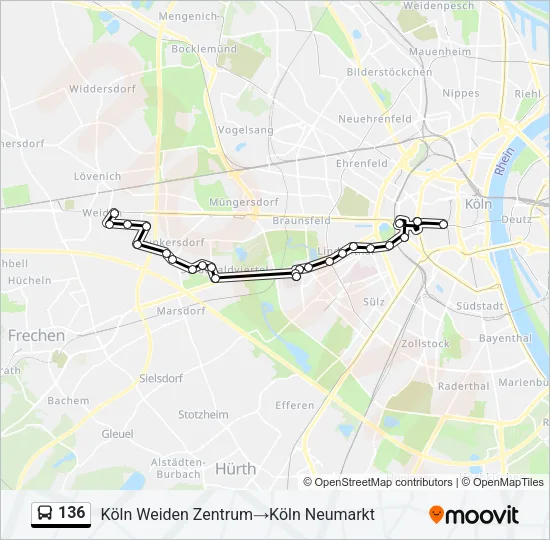 136 Bus Line Map