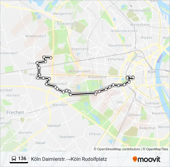Buslinie 136 Karte
