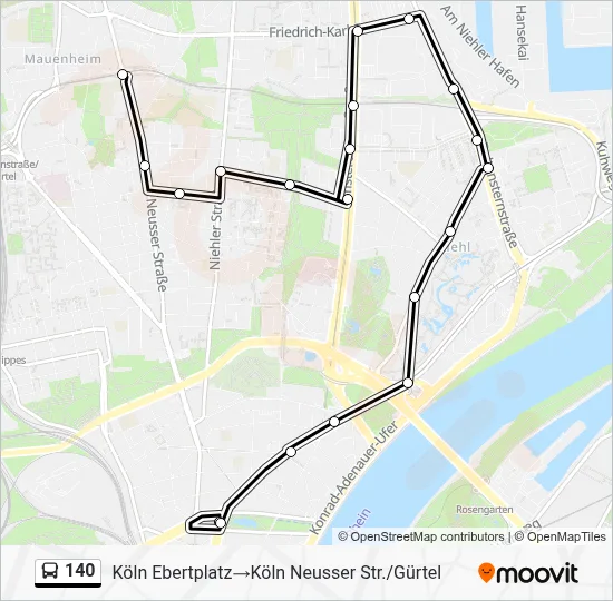Buslinie 140 Karte