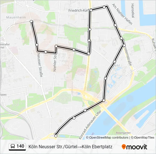 Buslinie 140 Karte