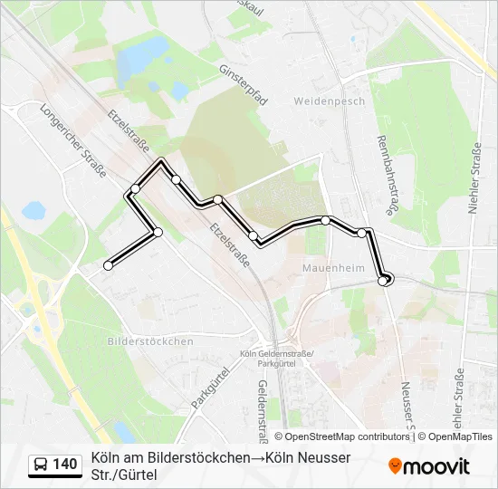 Buslinie 140 Karte