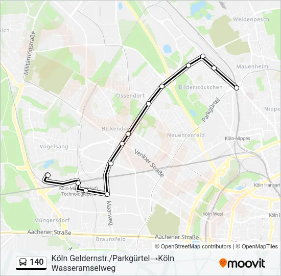 Buslinie 140 Karte