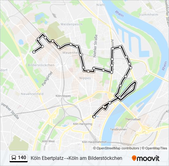 140 bus Line Map