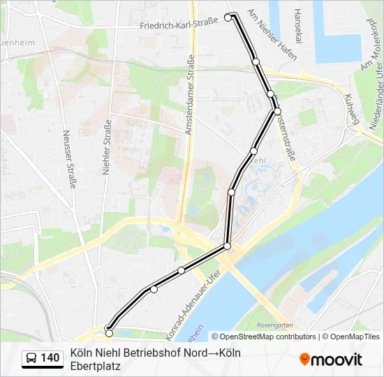 Buslinie 140 Karte