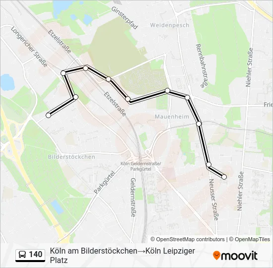 Автобус 140: карта маршрута