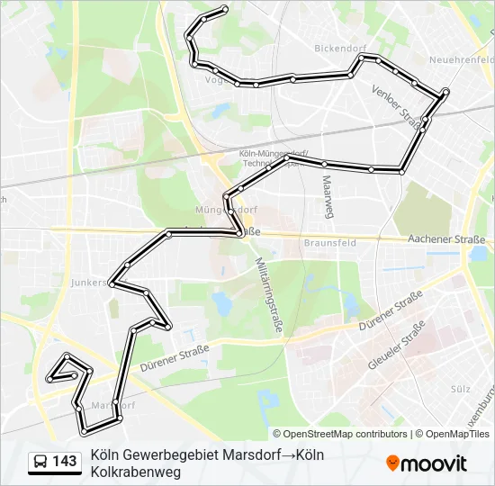 143 Bus Line Map