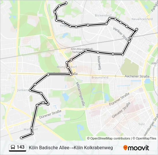 143 Bus Line Map