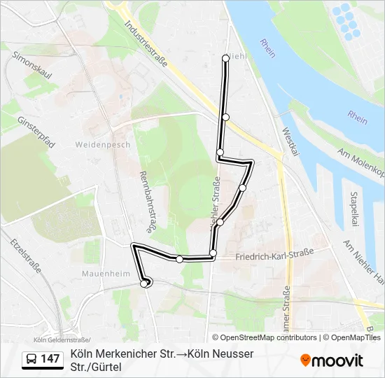 Buslinie 147 Karte