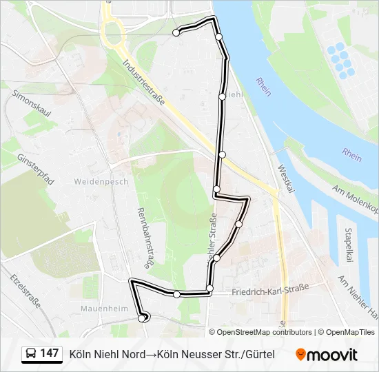 147 Bus Line Map