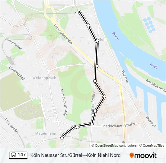 147 Bus Line Map