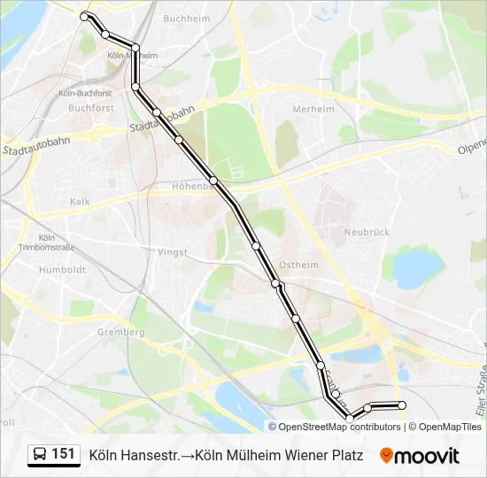 151 Bus Line Map