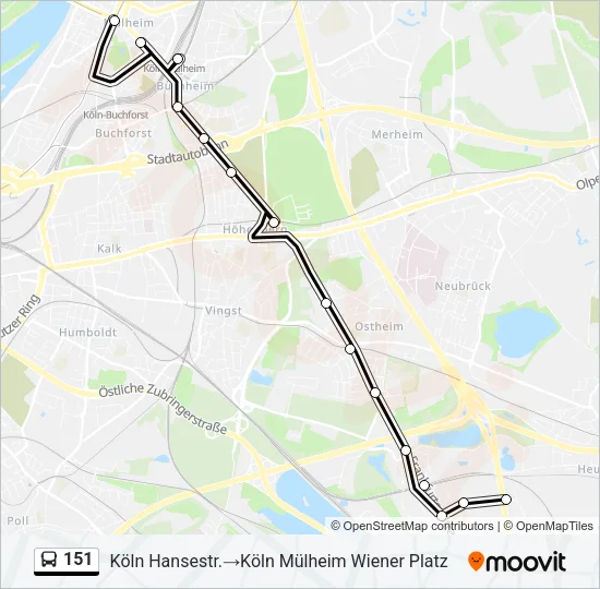 Buslinie 151 Karte