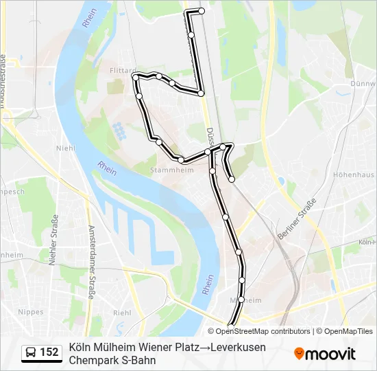 Buslinie 152 Karte