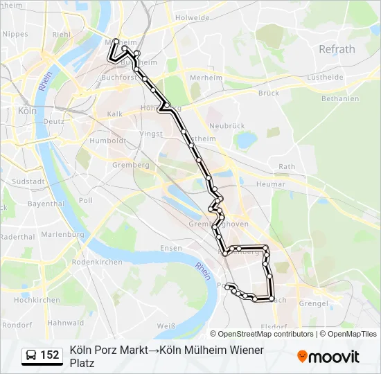 152 Bus Line Map