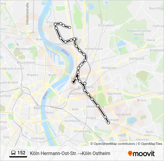 Автобус 152: карта маршрута