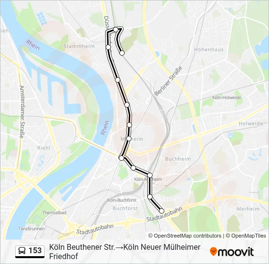 153 Bus Line Map