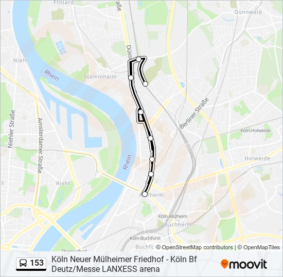 153 bus Line Map