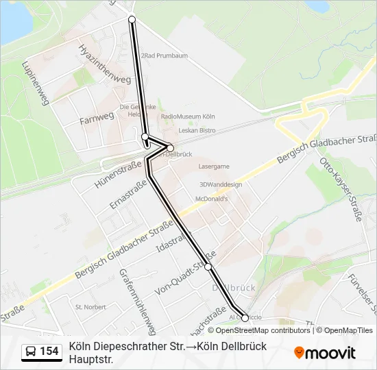 154 Bus Line Map
