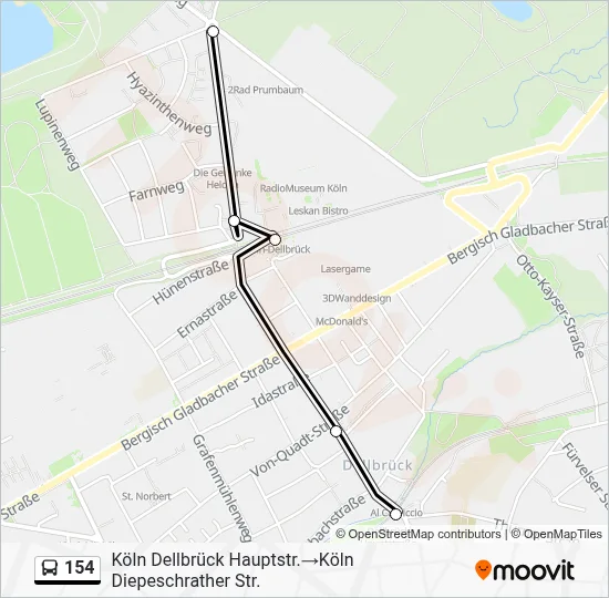 154 Bus Line Map