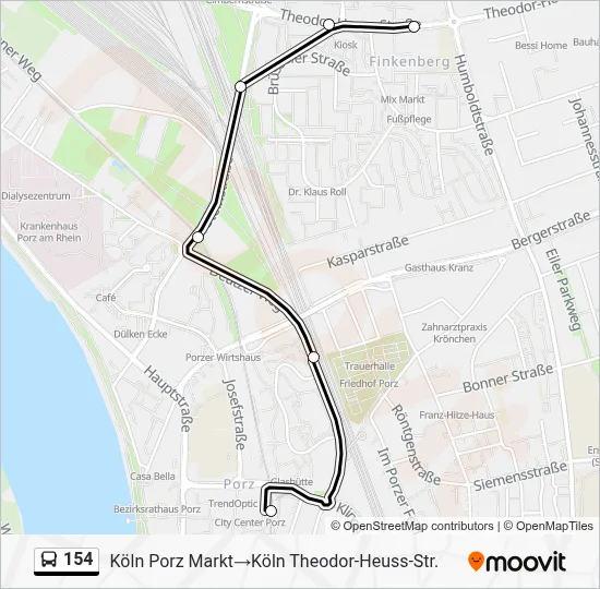 154 Bus Line Map