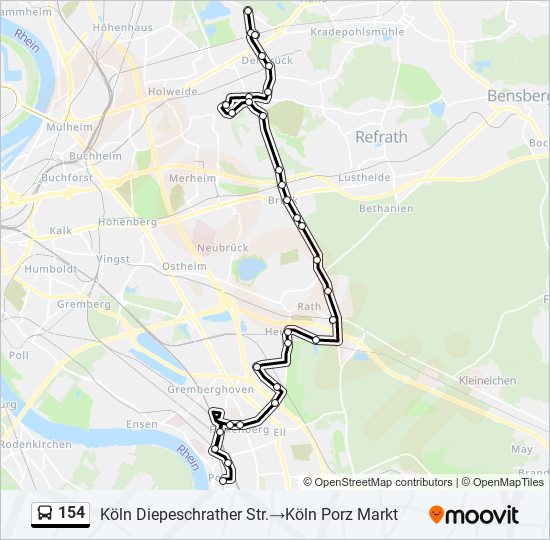 154 bus Line Map