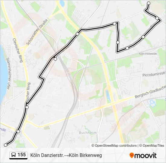 Buslinie 155 Karte