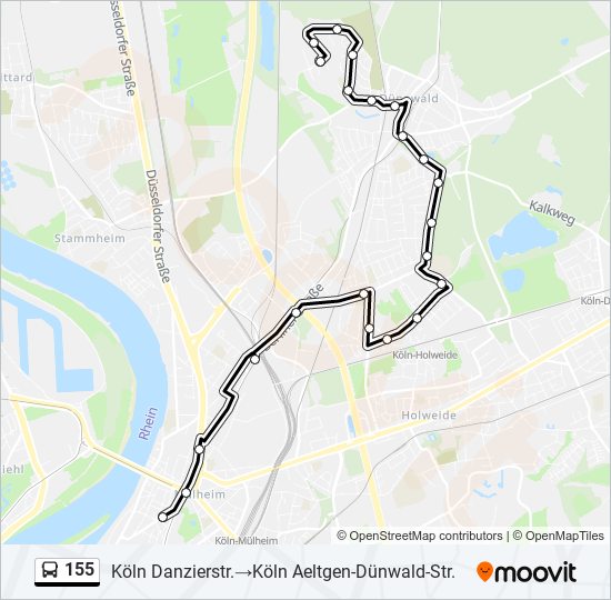 155 bus Line Map