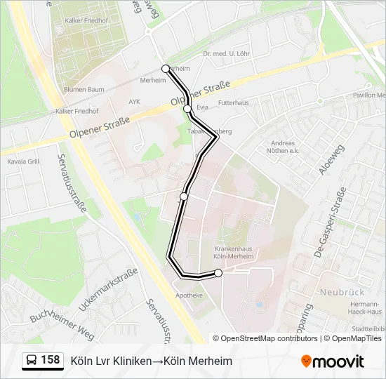 158 Bus Line Map