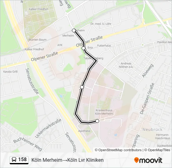 158 Bus Line Map