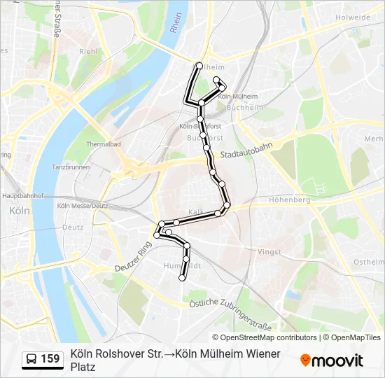 Автобус 159: карта маршрута