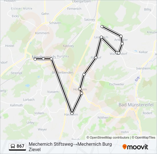 867 Bus Line Map
