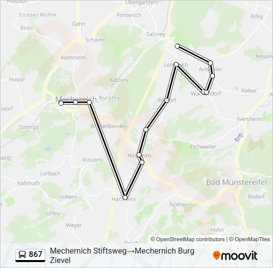 867 Bus Line Map